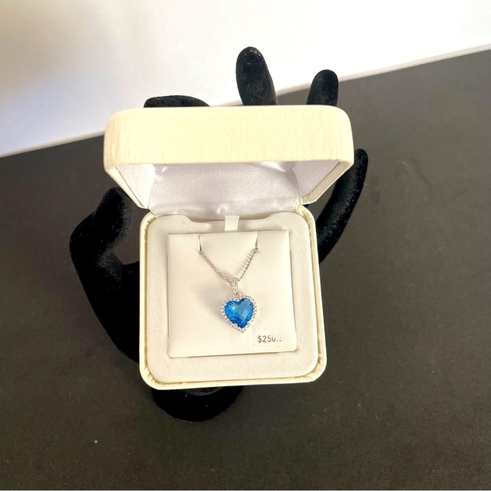 Rebecca Sloane Blue Obsidian Heart Halo Necklace